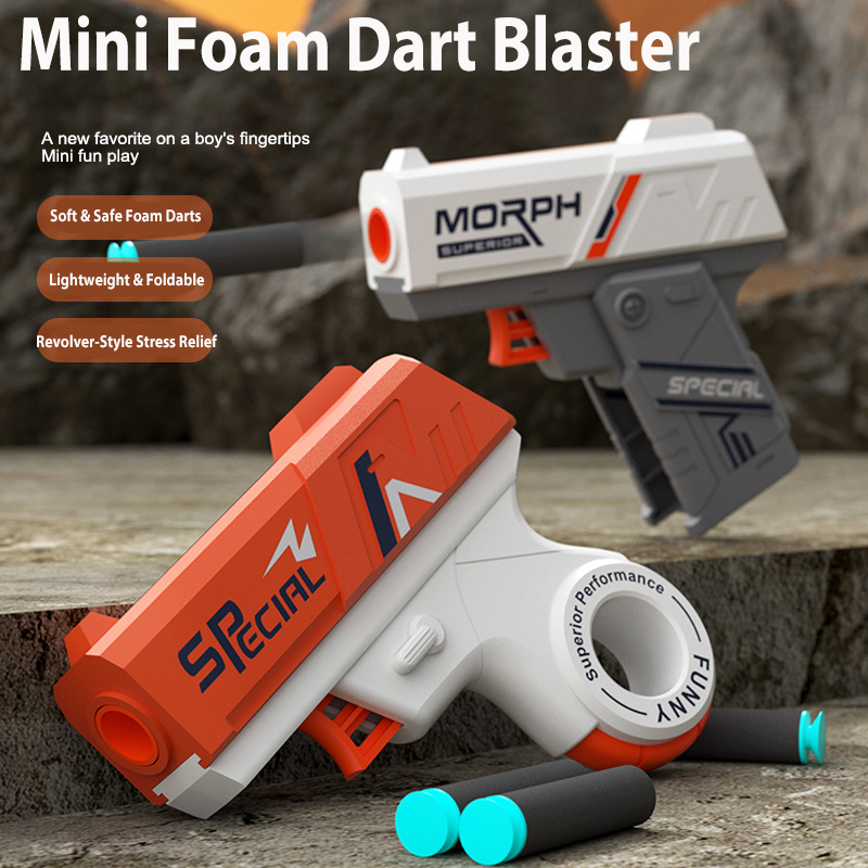 Foam Dart Gun - 2 Pack Foldable & Revolver Mini