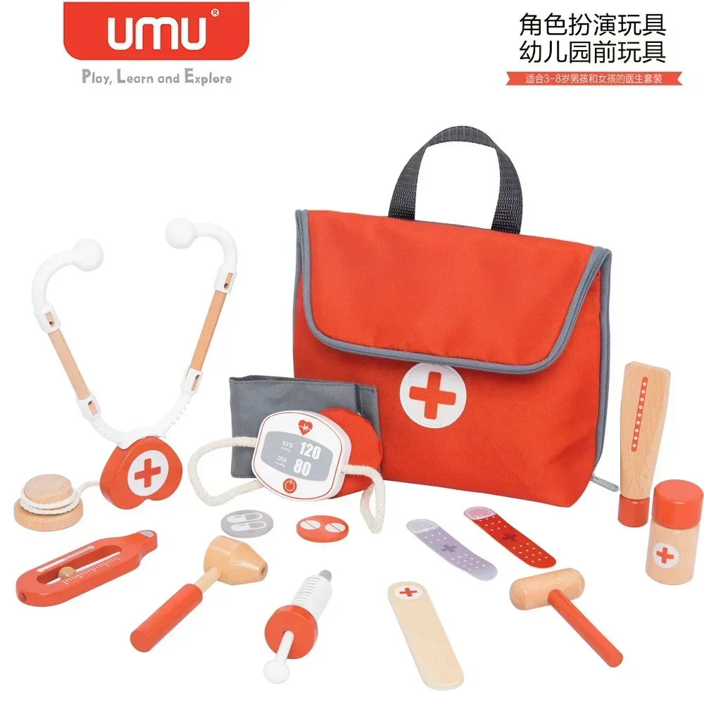 Kids Wooden Pretend Play Kit G - Kids Toys Doctor Set ulasan dan harga